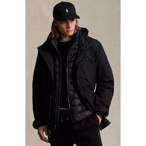 Polo Ralph Lauren Size XL Men 3 in 1 Black Jacket Hooded Zip Up Water Repellant